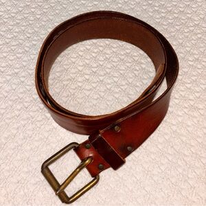 Gary Majdell wide brown leather belt men’s 44 metal Hardwear